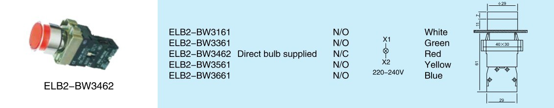High Quality Pushbutton Switch (ELB2-BW3462)