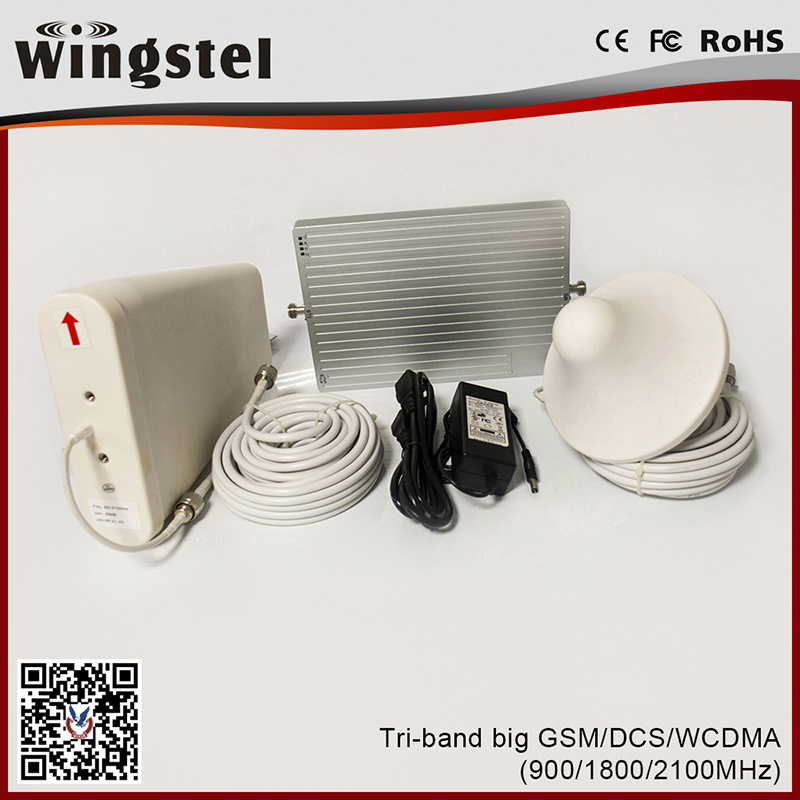 New Design GSM/Dcs/WCDMA Signal Repeater Tri Band Signal Booster for Home Boat Use