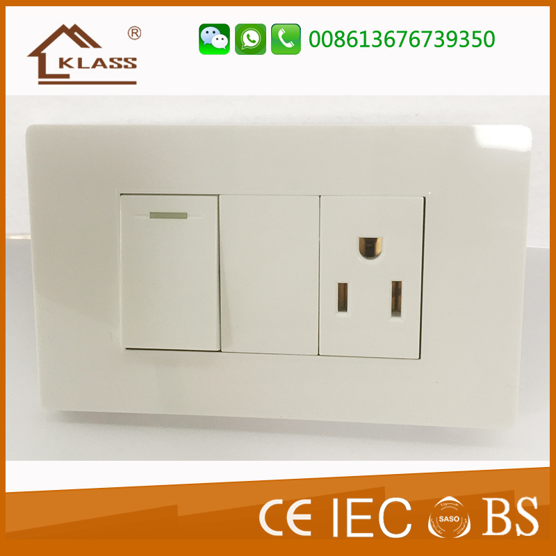 1gang 1way Electric Switch +3pole Wall Socket Easy to Use