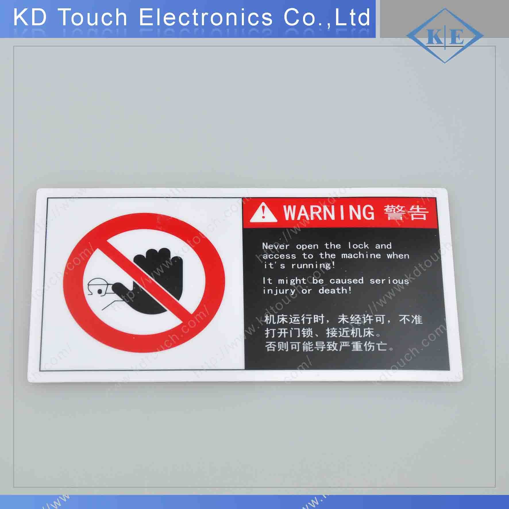 Polyester Graphic Warning Label with 3m Adhesive for Industrial Factory