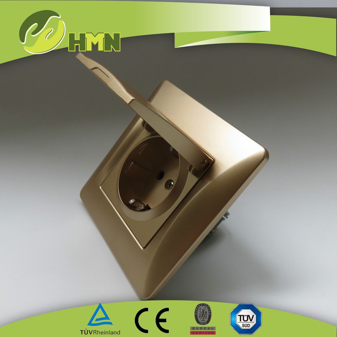 Gold Color 1 Gang Dust Cap Shuko Socket