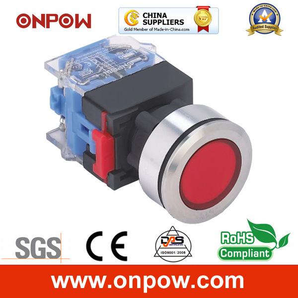 Onpow 30mm Push Button Switch (LAS0-K30-11/R/12V/S, CE, CCC, RoHS)