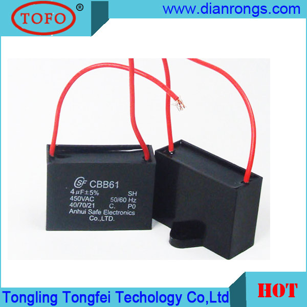 Electronic Fan Capacitor Cbb61 with Pin and Wire Series
