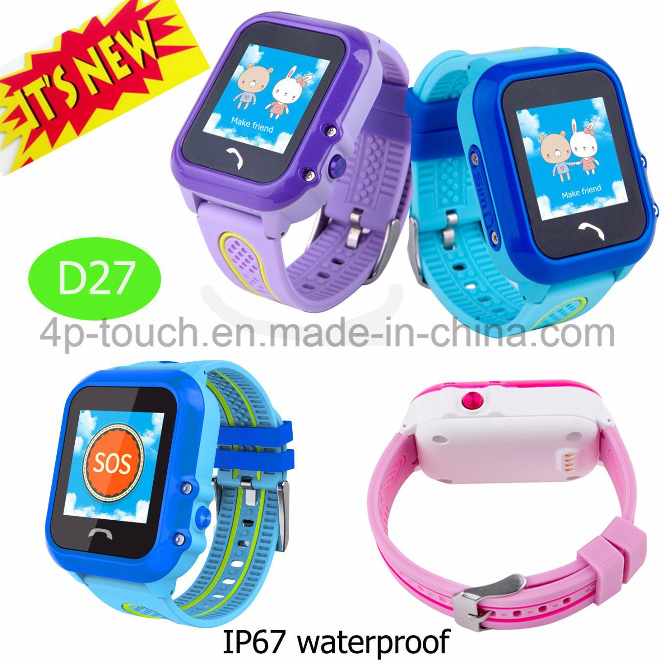 IP67 Waterproof Kids Smart Watch GPS Tracker with SIM Card Slot D27