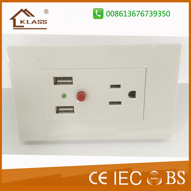 Made in Prc 3 Pin Wall Sockets Electrical USB Outlets