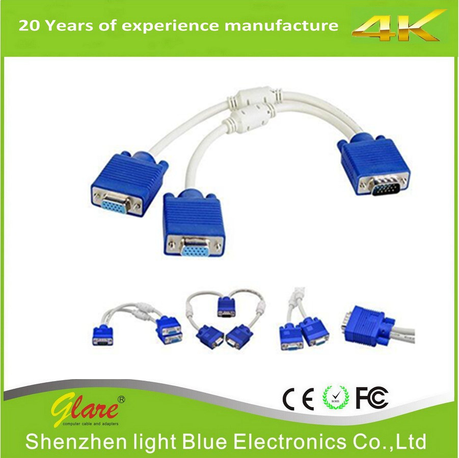 VGA Monitor Y Splitter Cable for Screen Duplication