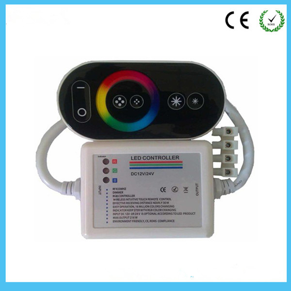 Plastic Shell Full Touch RGB Remote Control RF Frequency 433MHz