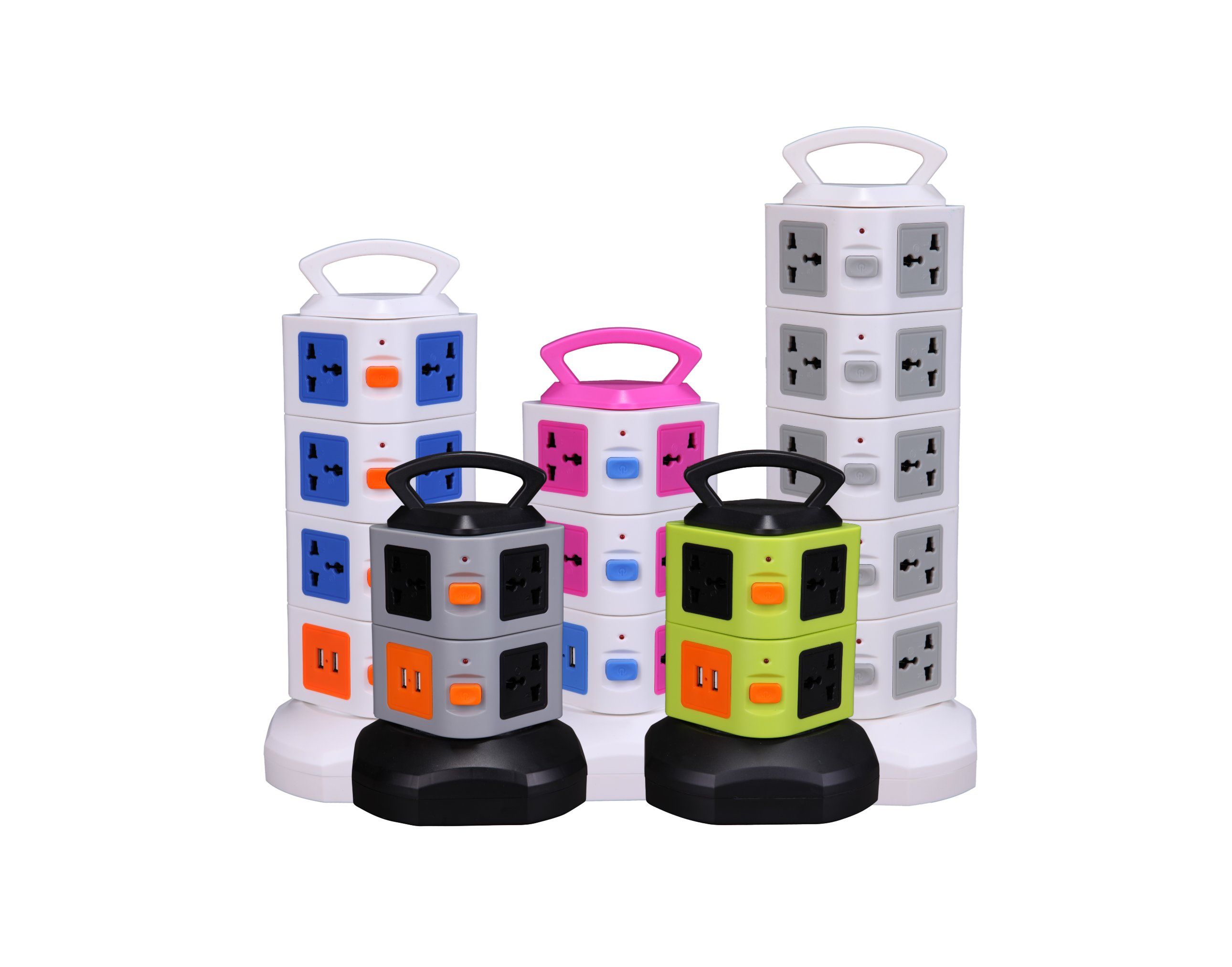 2 Layers Multi Vertical Power Socket with USB
