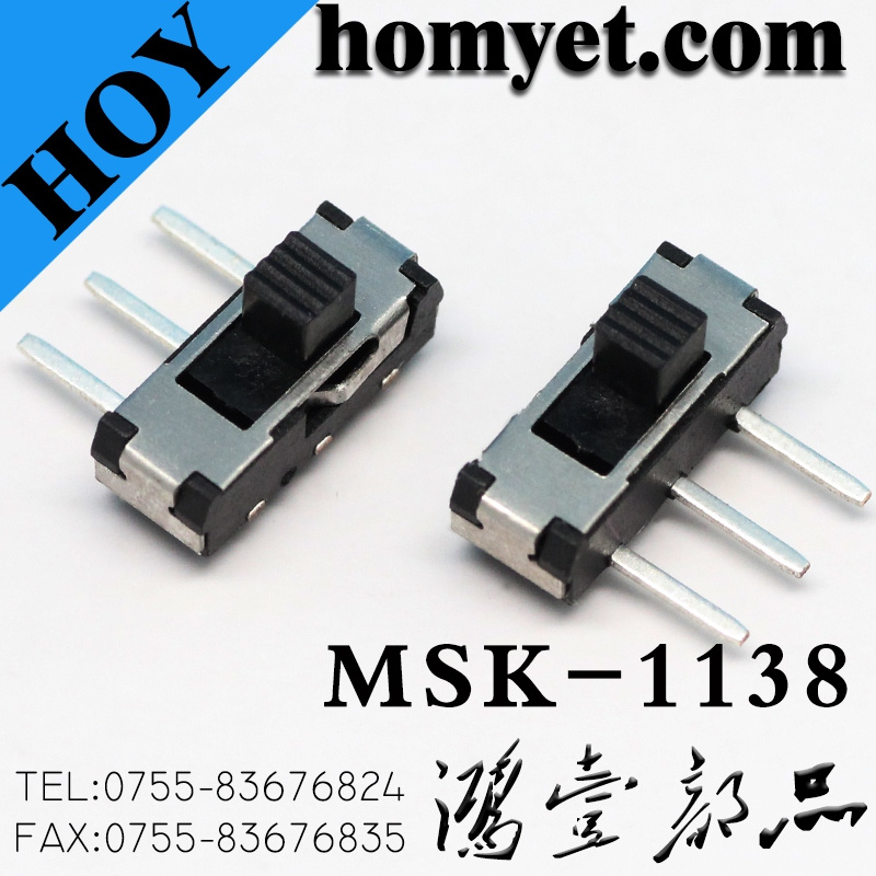 Long Feet 3pin DIP Slide Switch /Side Push Two-Position Toggle Switch (MSK-1138)