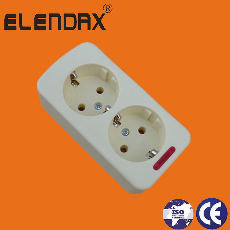 Schuko Standard Extension Cord Socket /2 Way/2 Pin+Earth