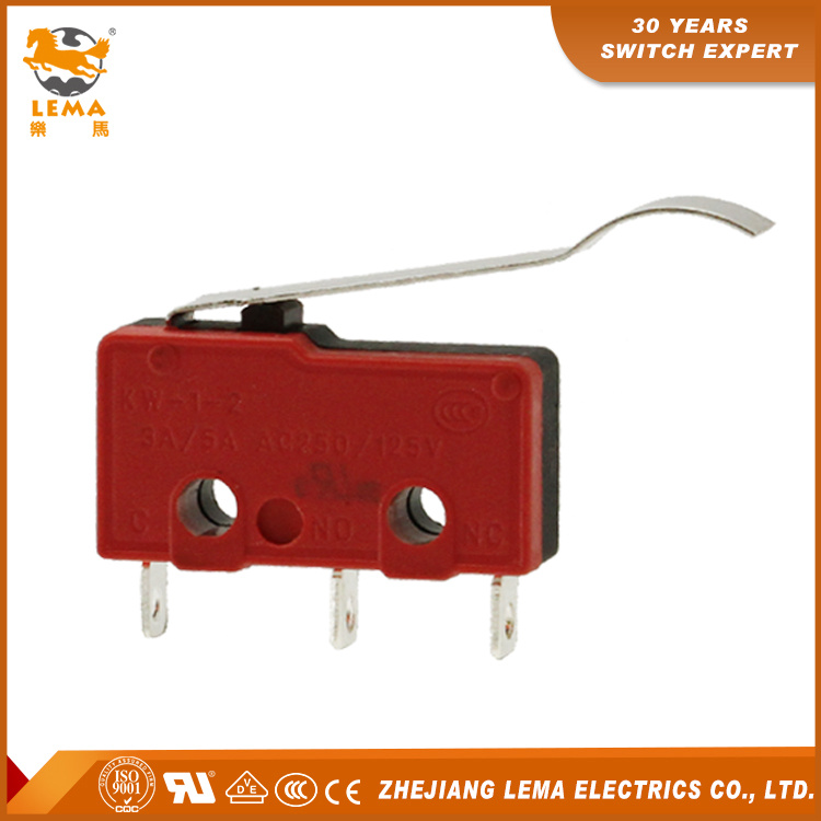Lema Black and Red Kw12-61 Long Bent Lever Miniature Micro Switch