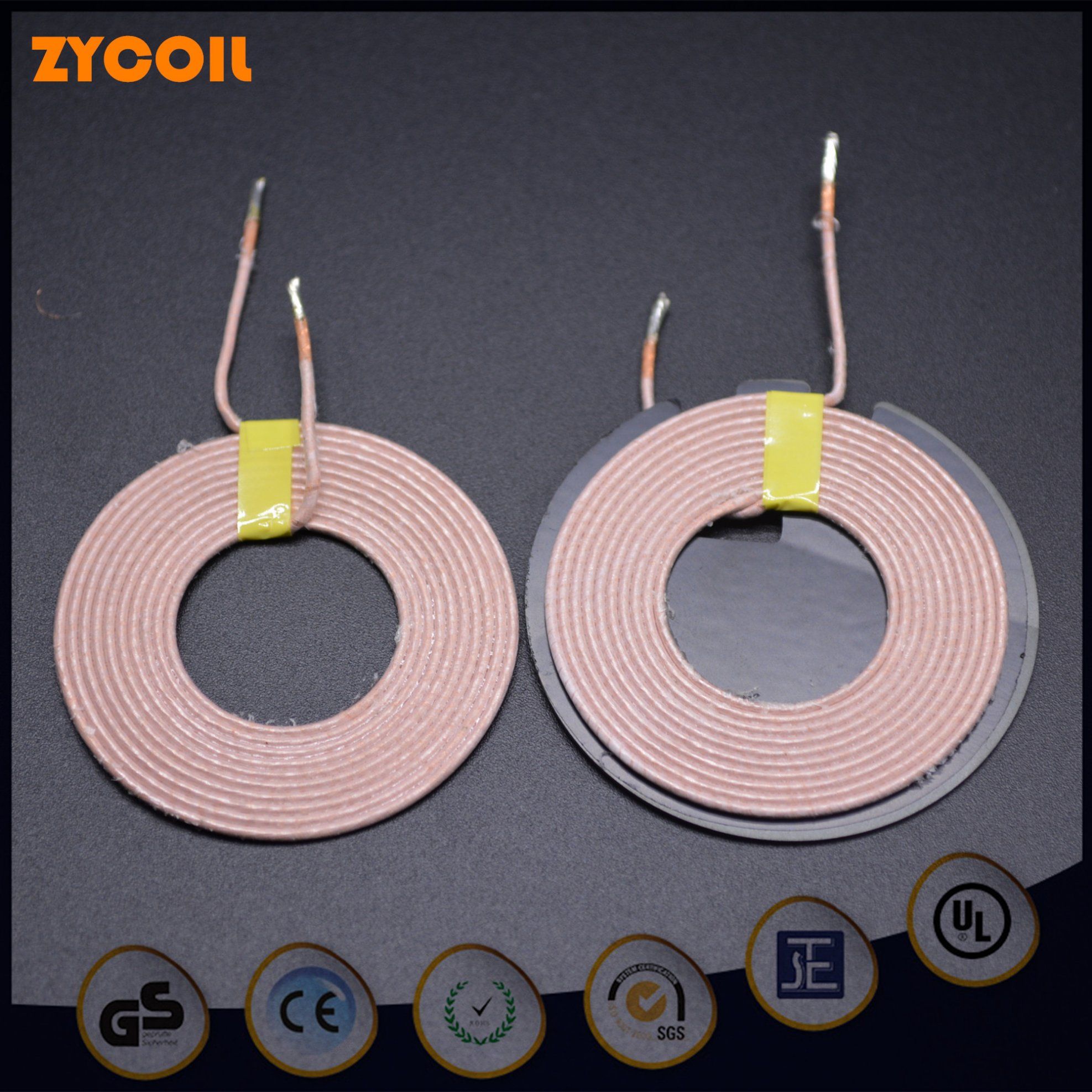 Qi Standard Complaint Wireless Charging Transmitter Coil 6.5uh with Ferrite