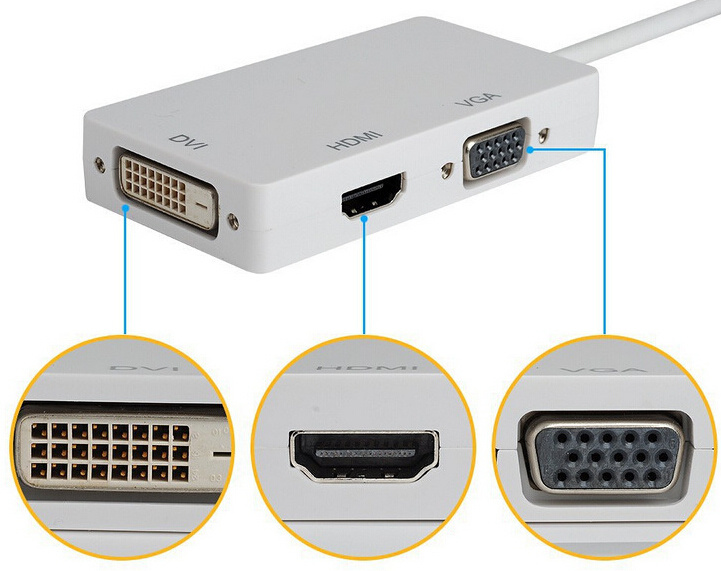3 in 1 Mini Dp Displayport to HDMI DVI VGA Adapter