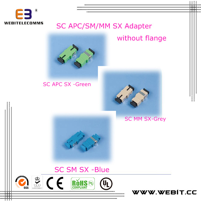 Fiber Optic Sc Sx Adapter Sc Sm/Mm/APC/Om3/Om4 Sx Adapter Without Flange