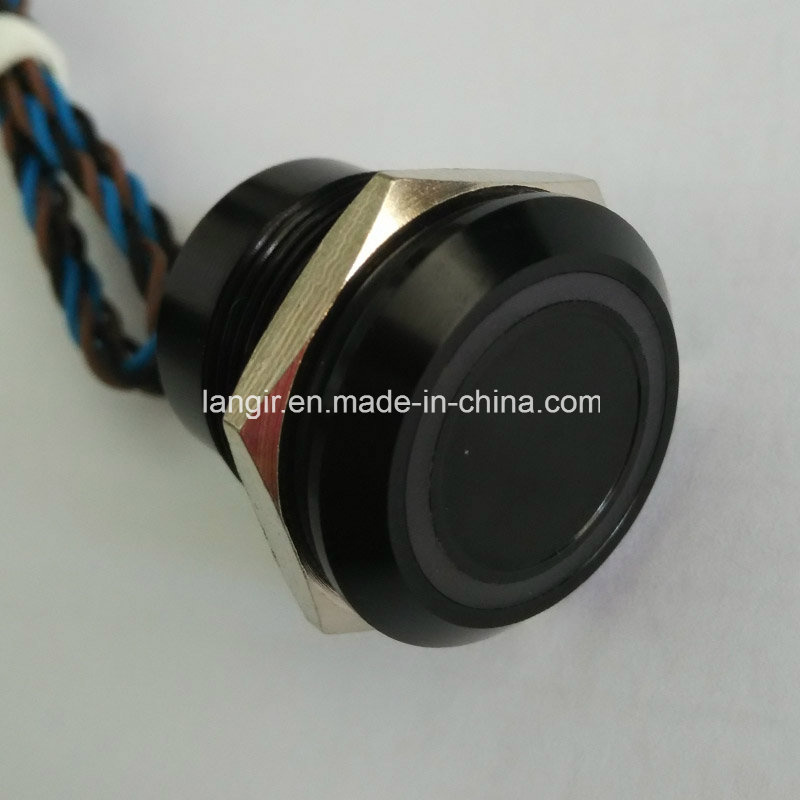 Langir 19mm Chamfer 3.0mm Head Black Body Ring Illuminated 12V Latching Piezo Switch