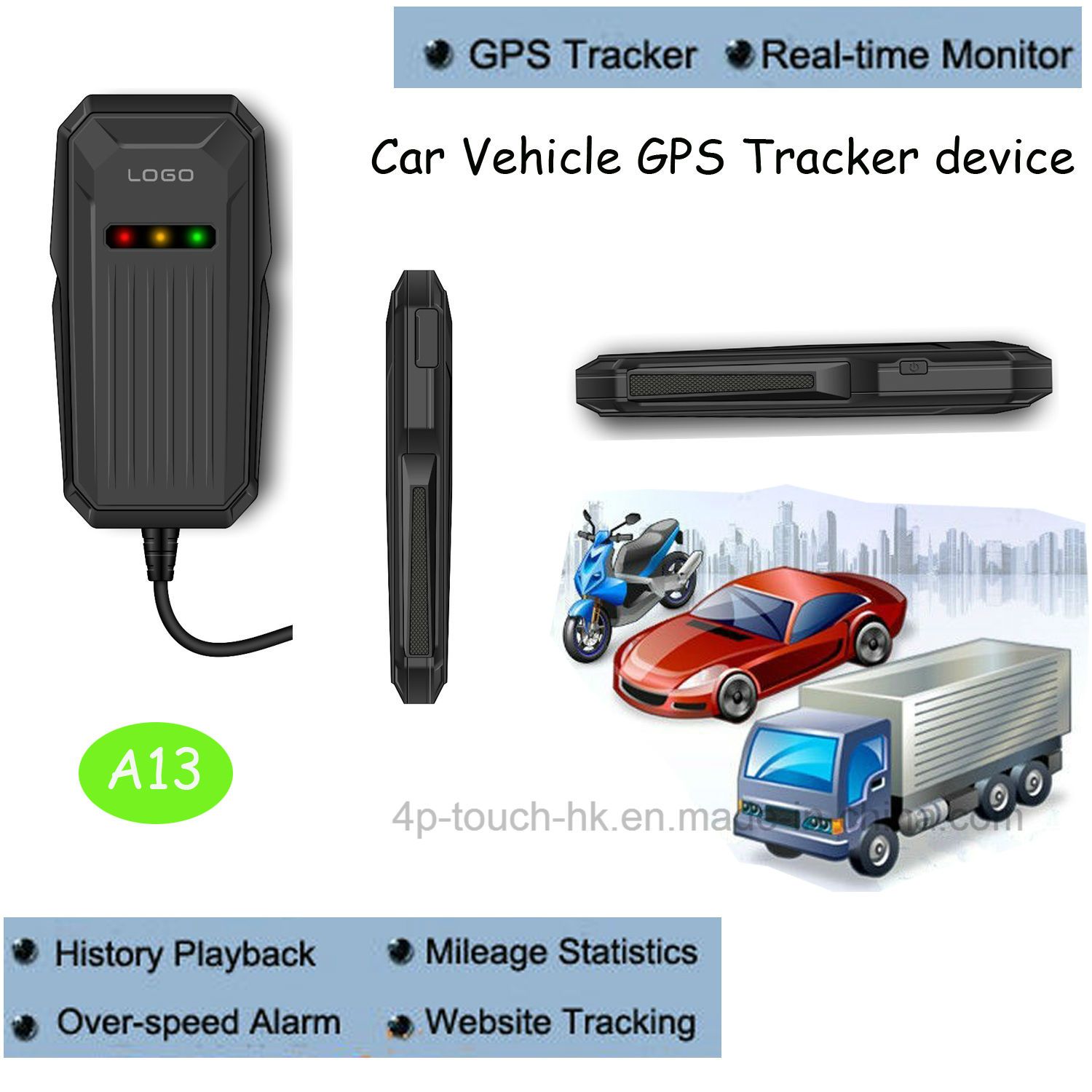 Anti Theft Car/Motorcycle/Vehicle GPS Tracker with Connector Cable Plug A13