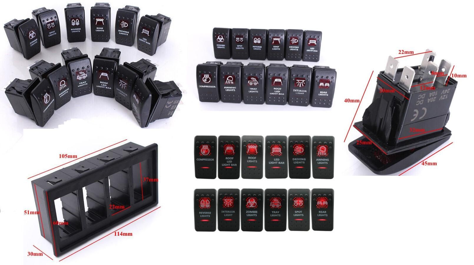 5 Pins Carling Style Backlit Toggle Boat Rocker Switch