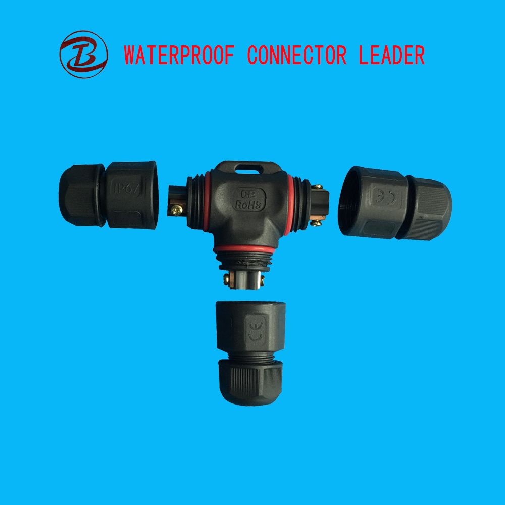 Wide Varieties PVC/Nylon/Metal 3 Pin LED Waterproof T Connector