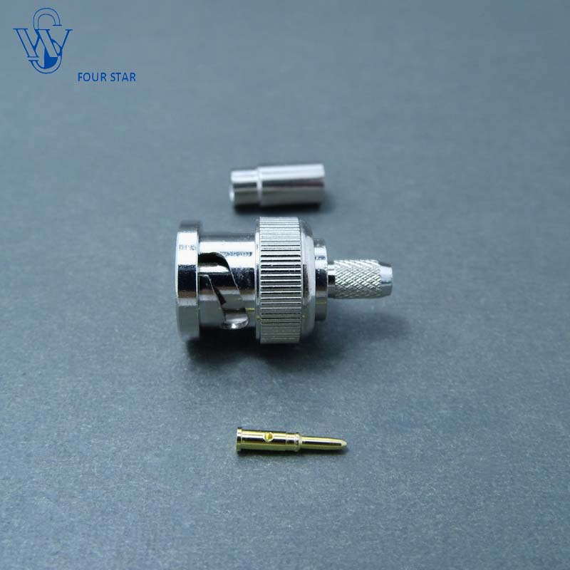 75ohm RF Coaxial BNC Male Plug Crimp Connector for 2.5c-2V Cable