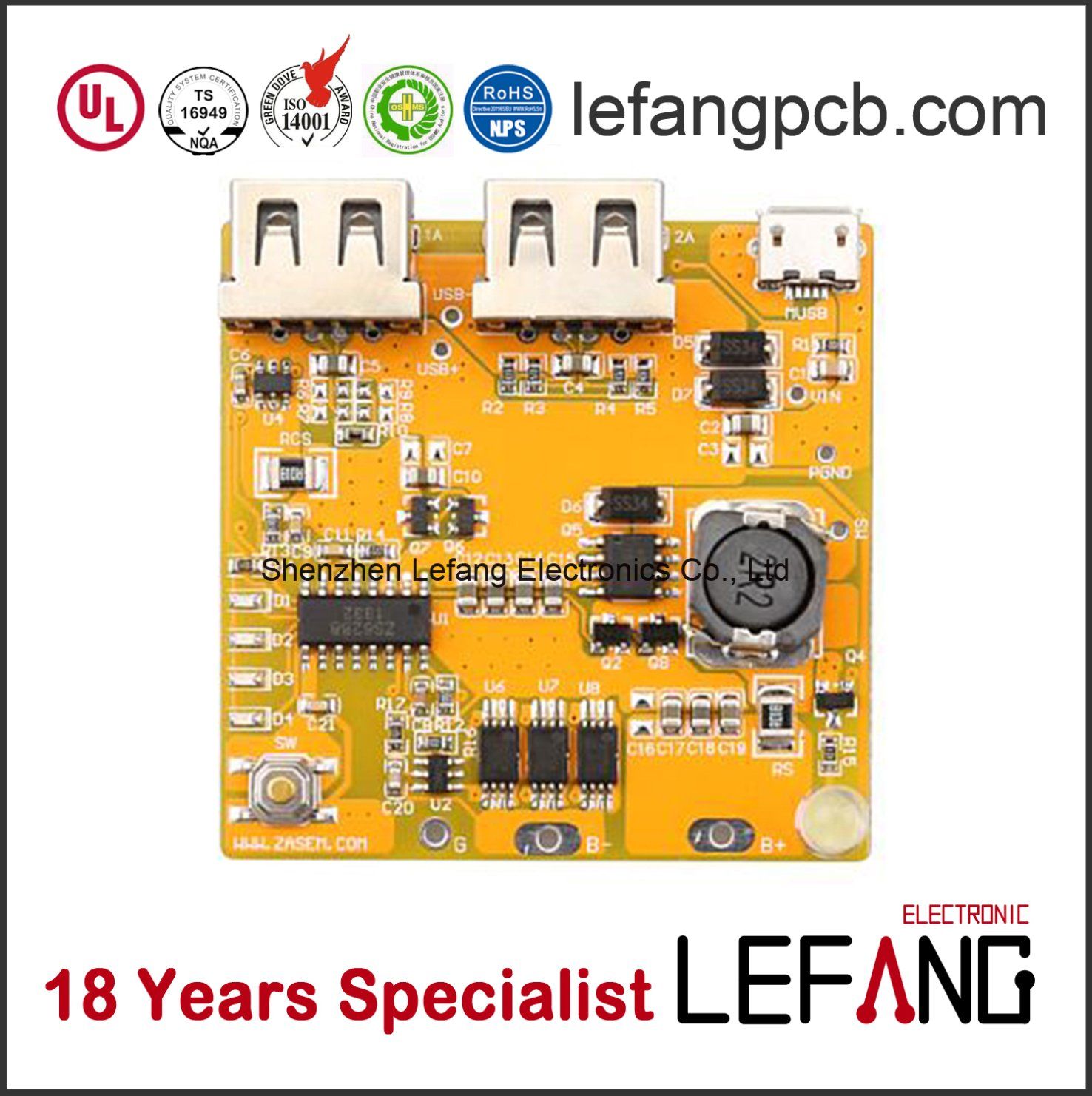 Yello Ink Turnkey PCB Board Assembly PCBA for Consumer Electronics