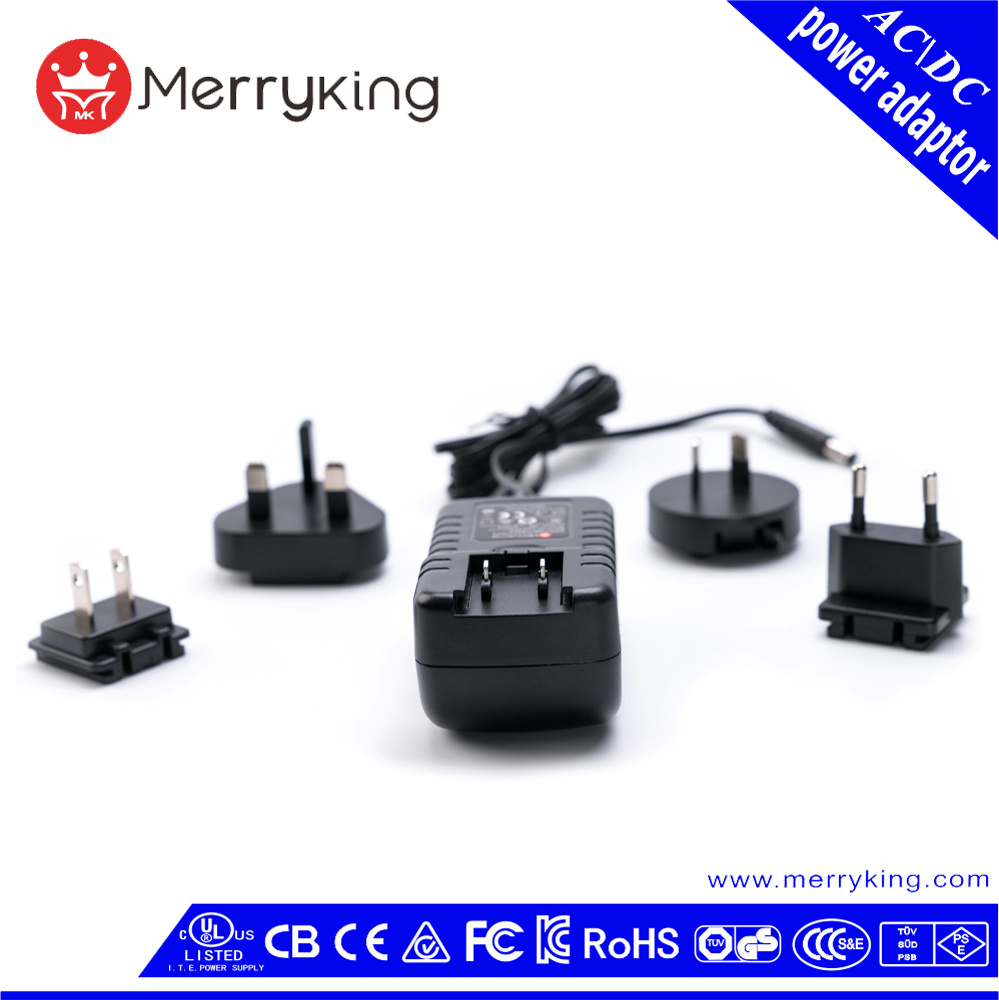 Global Certs Interchangeable Plug 12V 1500mA Universal Power Adapter