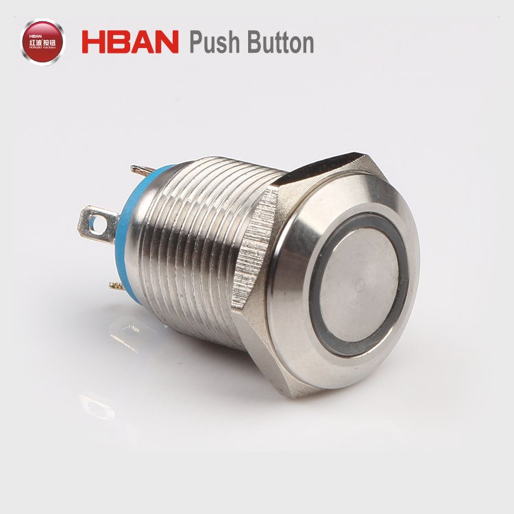 12mm Flat Round Reset LED Metal Push Button Switch Waterproof