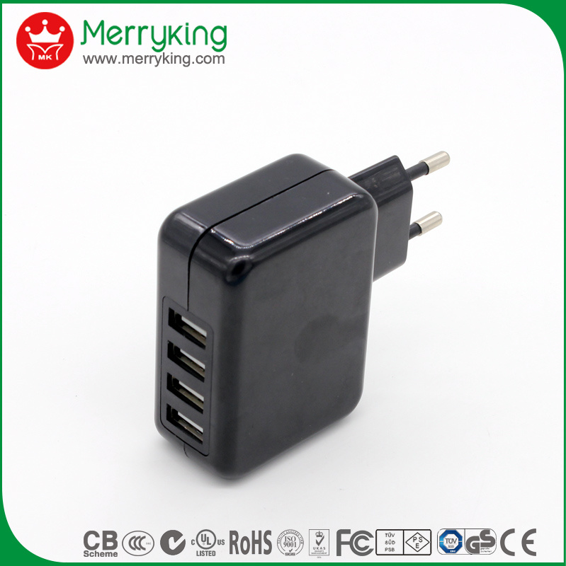EU Plug Universal Travel USB Charger 5V 2.4A with Ce/GS/CB Approval