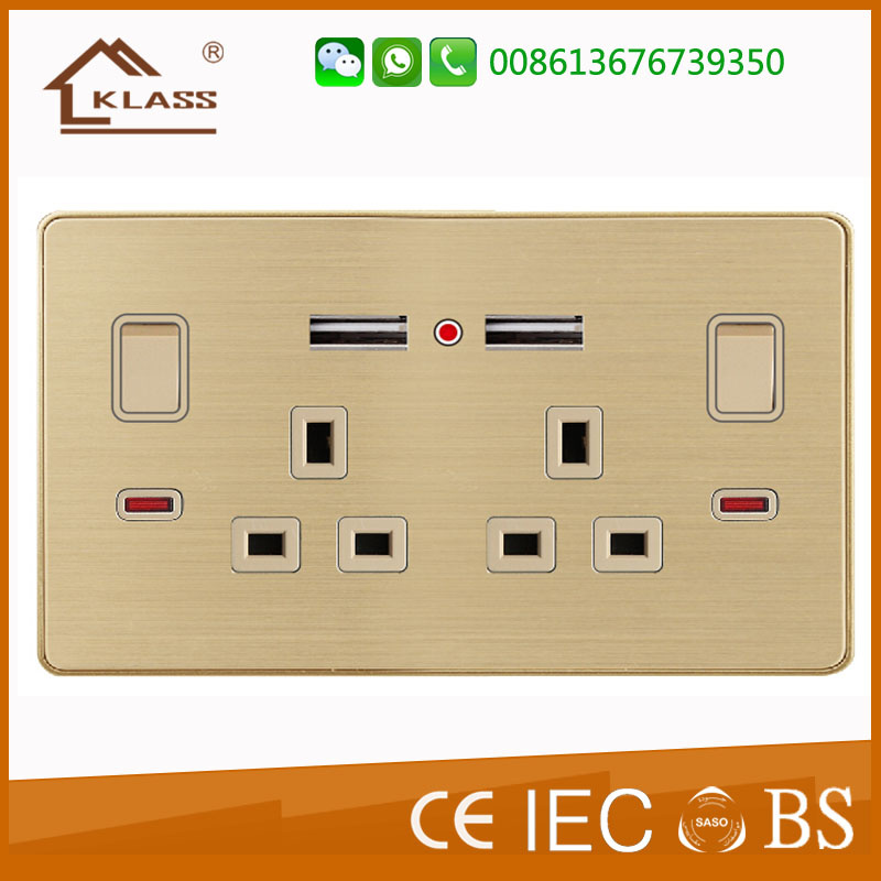 British Dp 13A USB Power Socket 2 USB Outlets