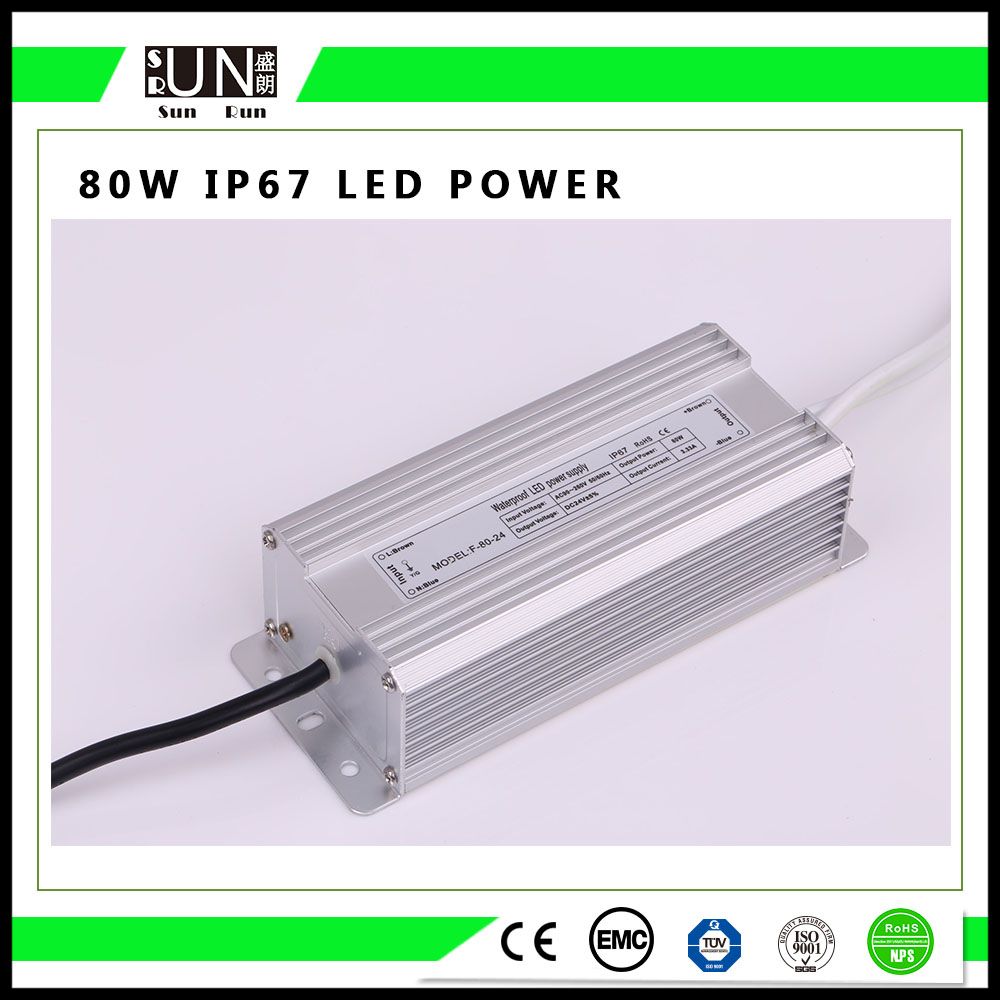80W Constant Voltage IP65 IP67 12V Waterproof LED Power Supply