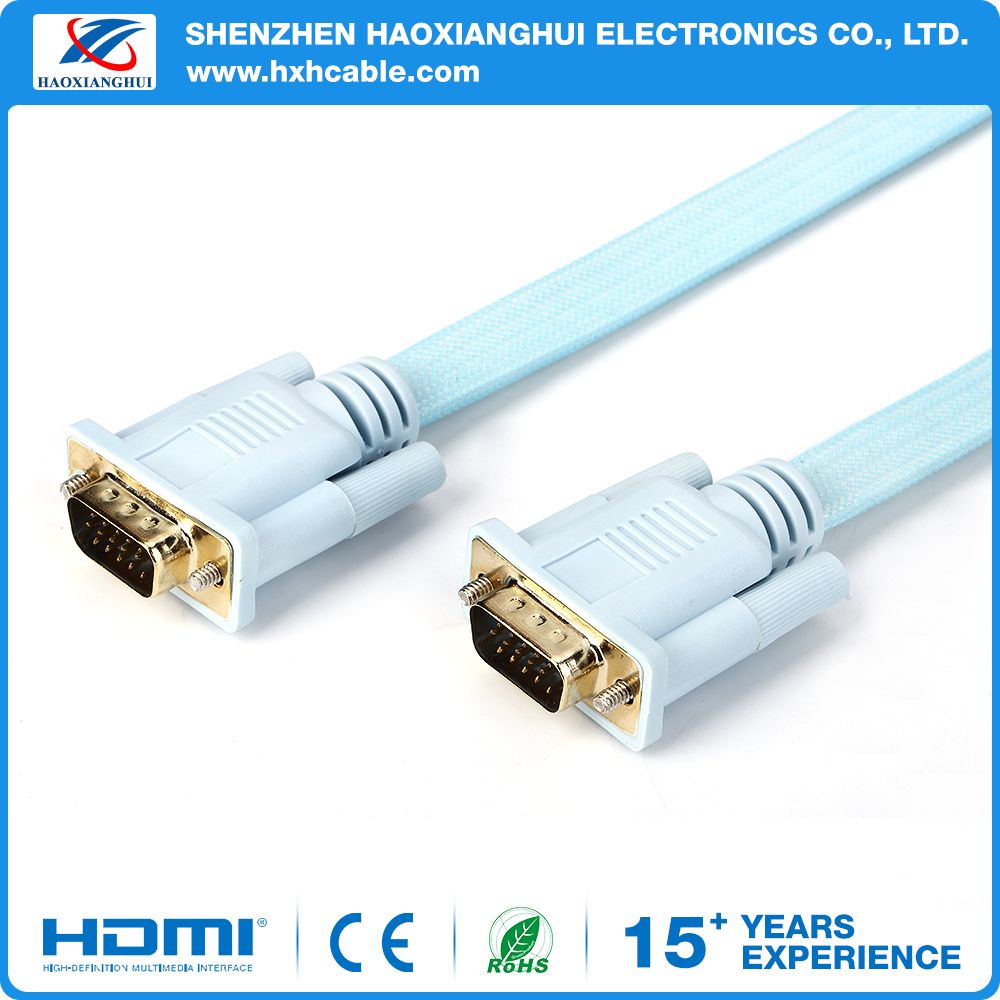 Colorful 1.5pin Flat VGA Cable with Weaving Nets