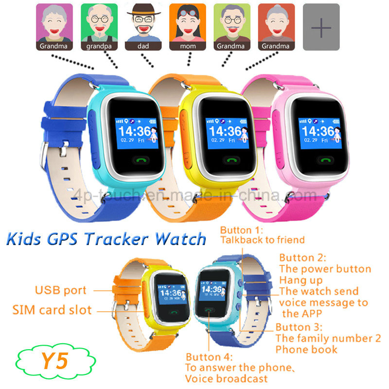 GPS Tracker Watch for Children with GPS+Lbs Dual Position (Y5)