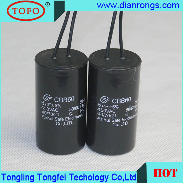 Hot Sale Super Quality Cbb60 Capacitor 250V 8UF