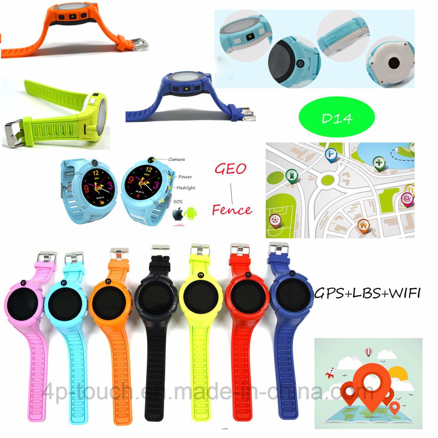2017 Round Screen Kids GPS Tracker Watch with Camera (D14)
