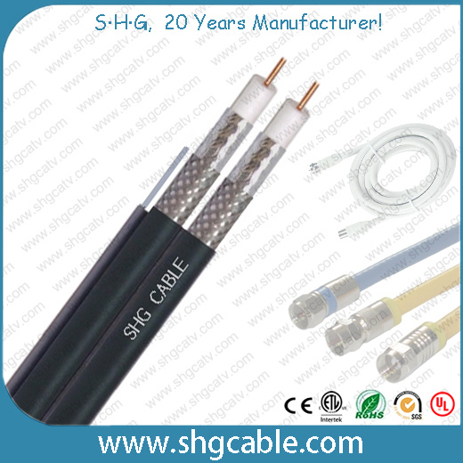 75 Ohms CATV Coaxial Cable Rg7 Dual with Messenger