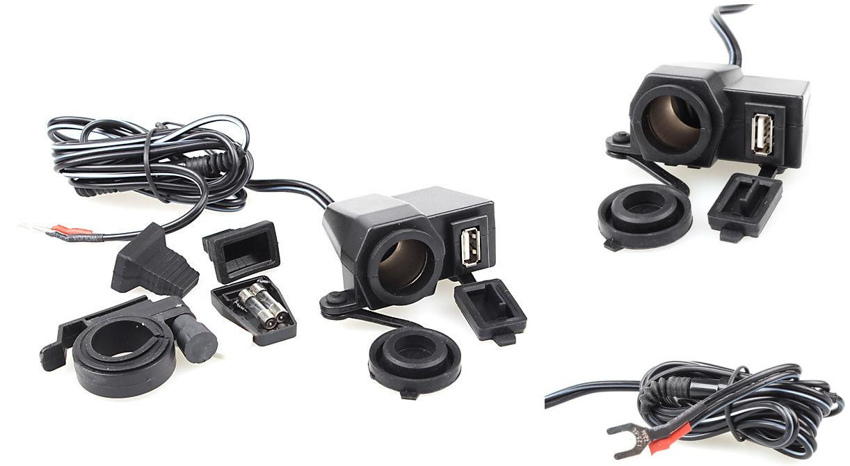 Waterproof 12V Handlebar USB Charger Socket/Cigarette Lighter Power Socket