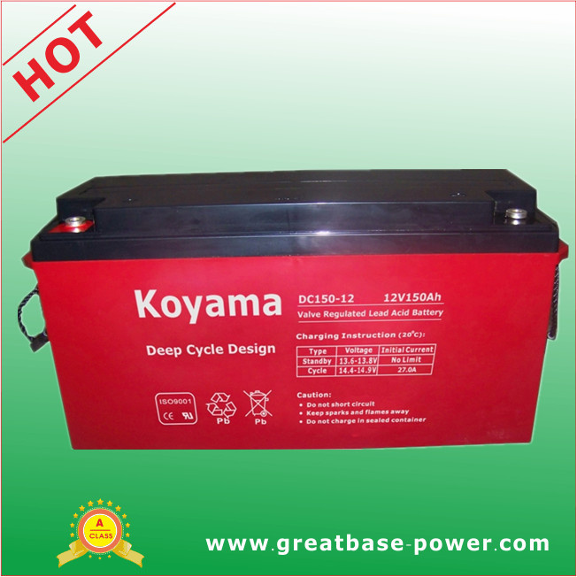 High Rate Capacity Deep Cycle Marine Vessels Battery 150ah 12V