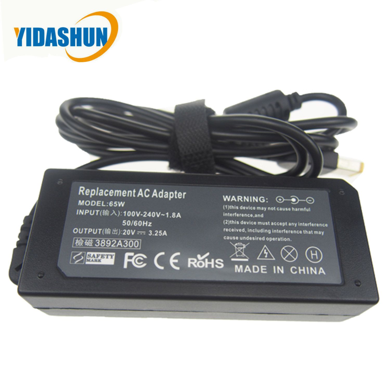 20V 3.25A Square with Pin Laptop AC Adapter for Lenovo