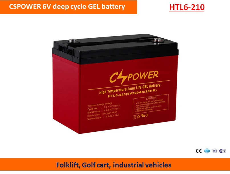 Cspower 6V210ah Deep Cycle Gel Battery for Folklift