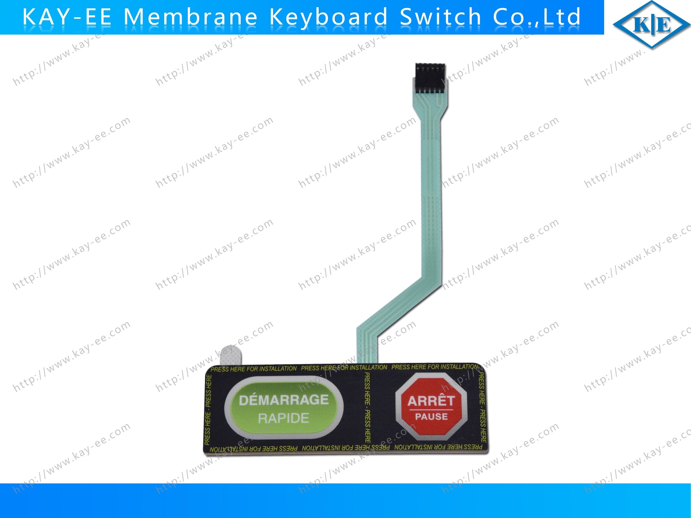 Gradient Printing Two Push Buttons Membrane Keypad Switch with 3m Adhesive