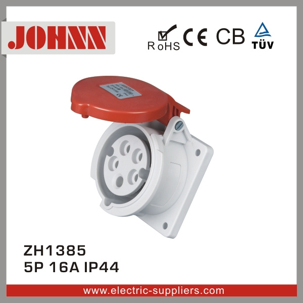 IP44 5p 16A Red Panel Mounted Socket for Industrial