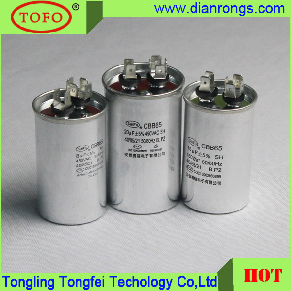 Cbb65 Air Conditioner 250V 450VAC Motor Run Capacitor