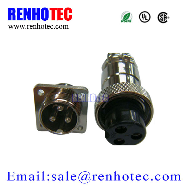 Panel Mount XLR Aviation Plug Socket Gx16 3-Pin Screw Connector