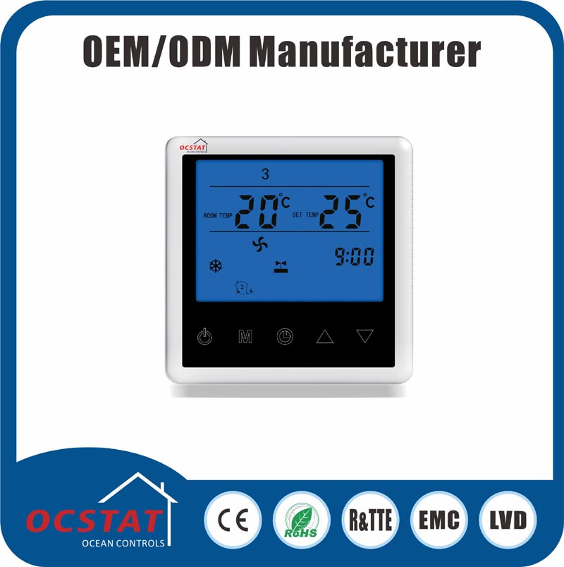 Fan Coil Touch Screen Reliable Room Thermostat Control Switch