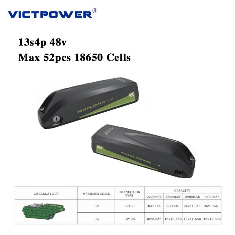Victpower Downtube Lithium Ion Battery 48V 13.6ah 13s4p Battery Pack