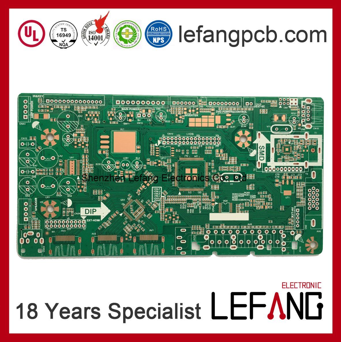 Rigid PCB Circuit Board Halogen Free Double-Sided 94V0 PCB Prototype