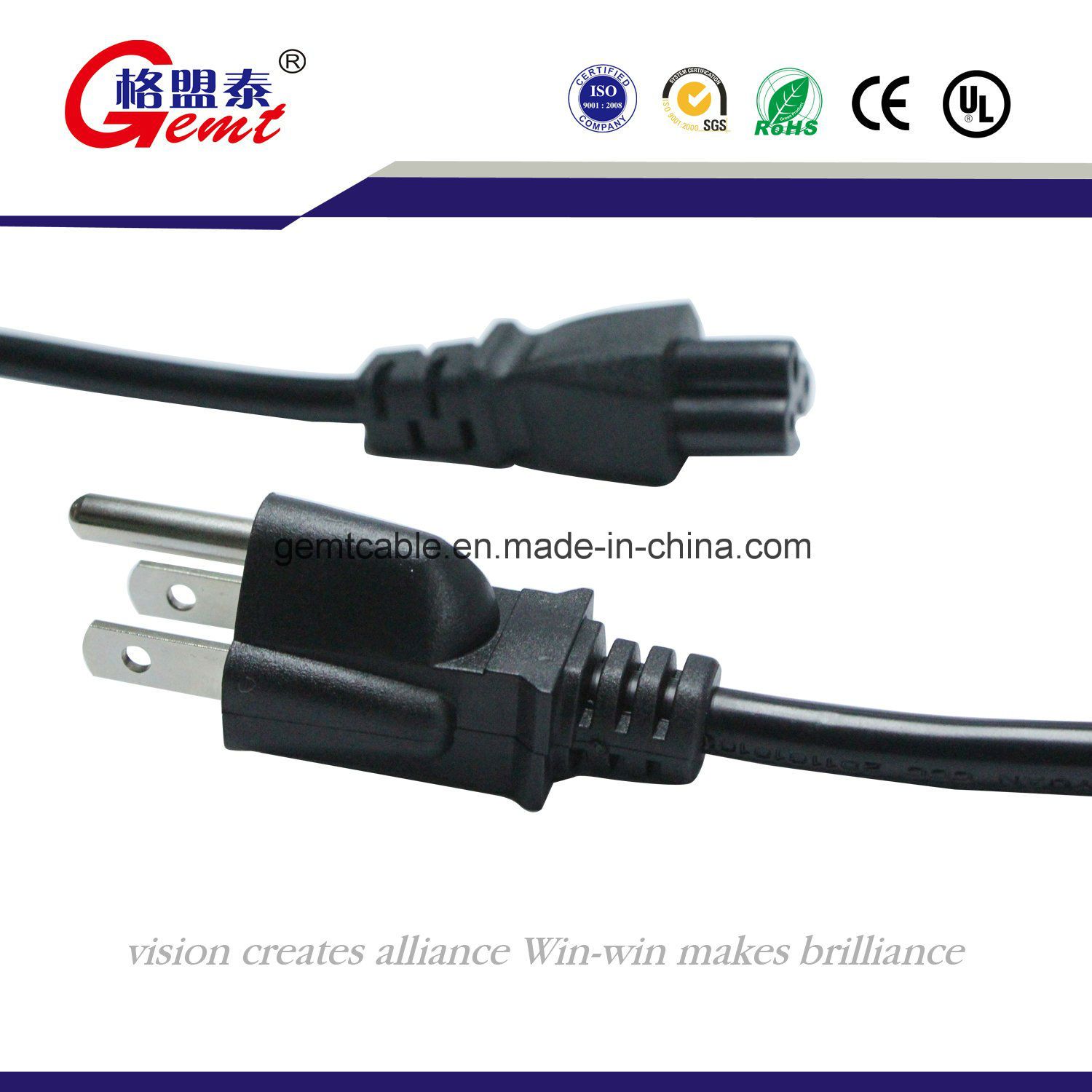 American Standard Us 3 Pin AC Power Cord Extension Cord