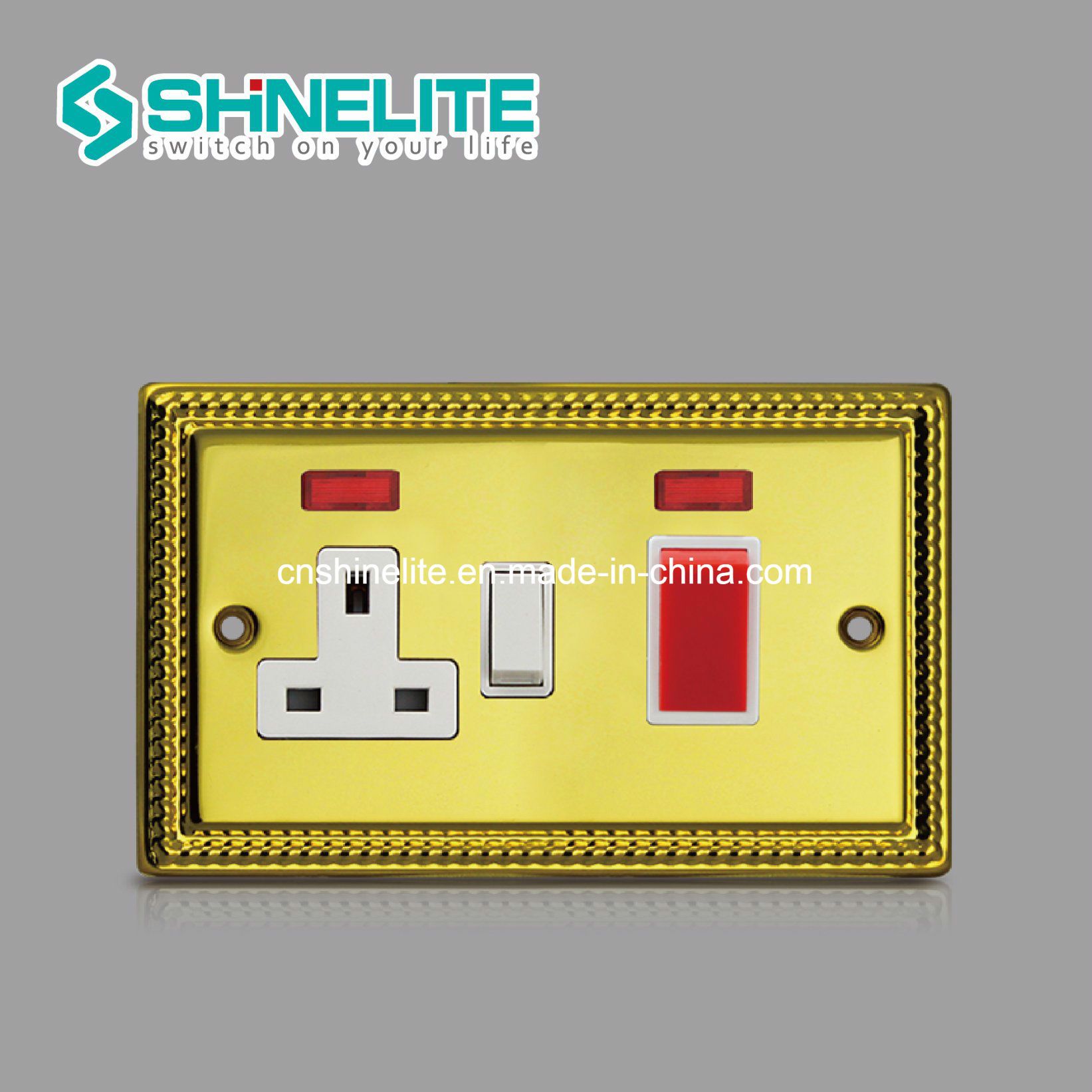 Hot Selling 45A Switch 13A Wall Switched Socket with Neon