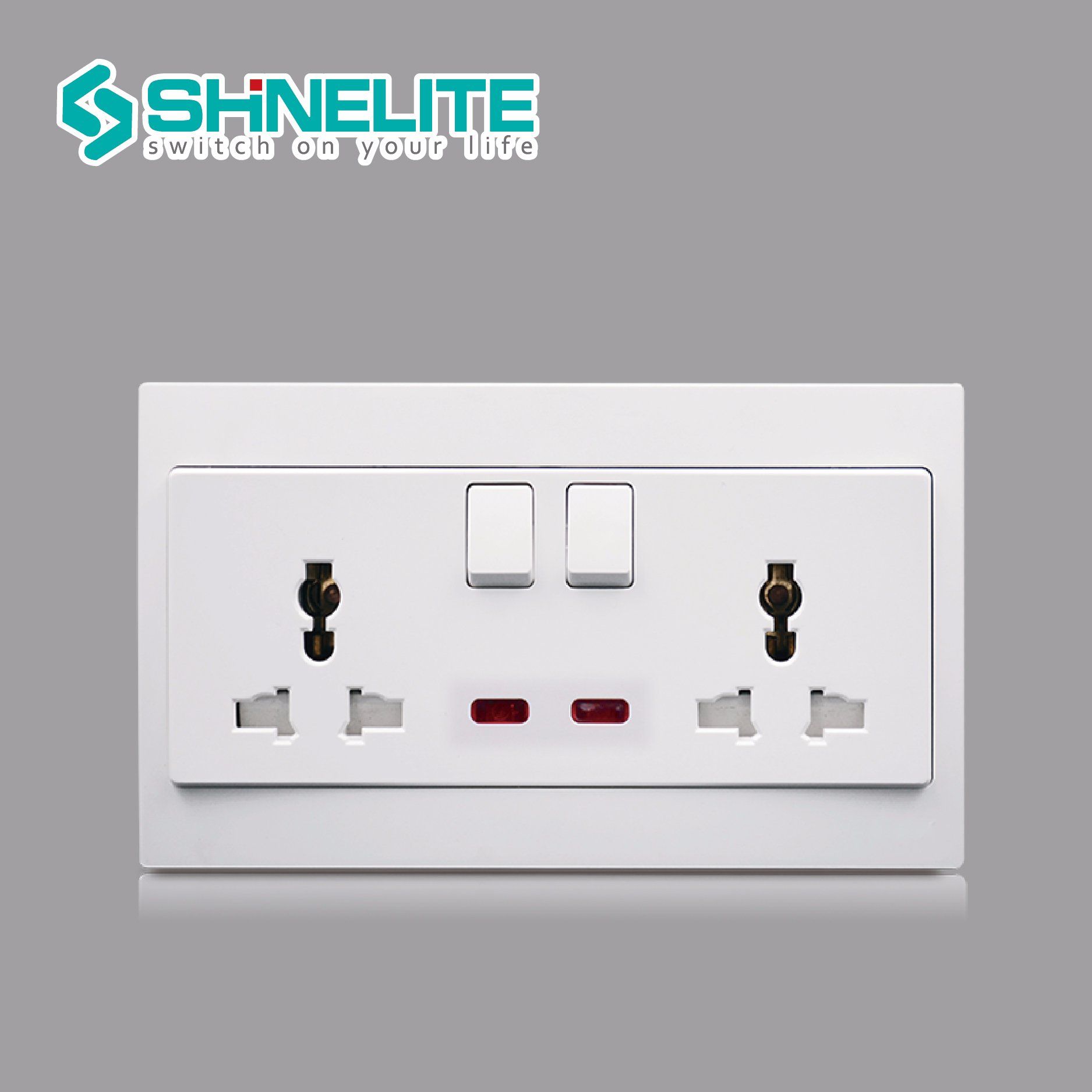 Plastic Plate Multi Function 2 Gang 13A Socket with Neon