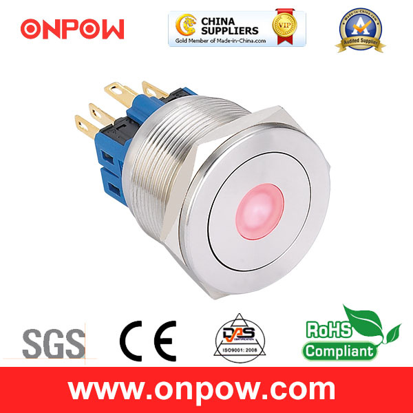 Onpow 25mm Push Button Switch (GQ25PF-11D/R/12V/S, CE, RoHS Compliant)