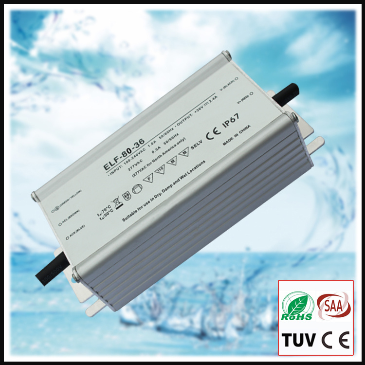 80W Constant Current Waterproof IP67 LED Driver with Ce/RoHS